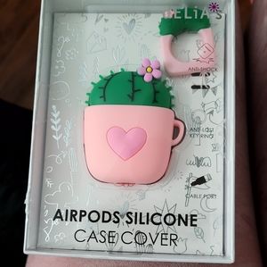 Airpods Silicone Case Cover - Pink & Green Cactus NWT